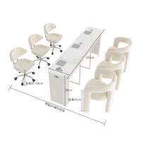 Équipement Professionnel de Salon de Beauté en Métal, Ensemble de Table Manucure, Bureau à Manucure avec Chaises