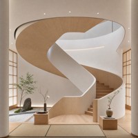 Système d'escalier Radius de luxe pour intérieur design avec marches en bois massif et fabrication métallique de précision