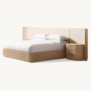 Ensemble de meubles de chambre à coucher de luxe moderne, cadres de lit, lits en bois massif, hôtel, villa, complexe hôtelier, tête de lit rembourrée douce, lit de chambre à coucher - Product Image 2