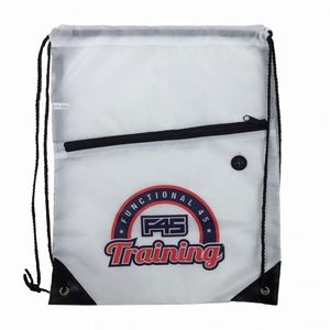 Custom Drawstring <b>Bag</b> with Zipper Pocket - Product Image 1