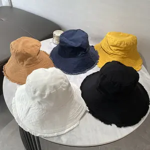 High Quality Trendy Distressed Cotton Plain Bucket Hat Custom Hats & Caps