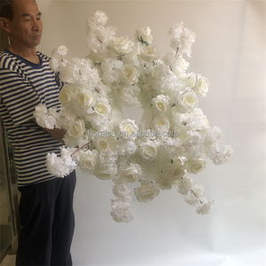 FL-154 שולחן חתונה קישוט מעגל לבן טבעת פרח מעגל טבעות נר זר פרחים בסיס עבור מצבות חתונה - Product Image 3