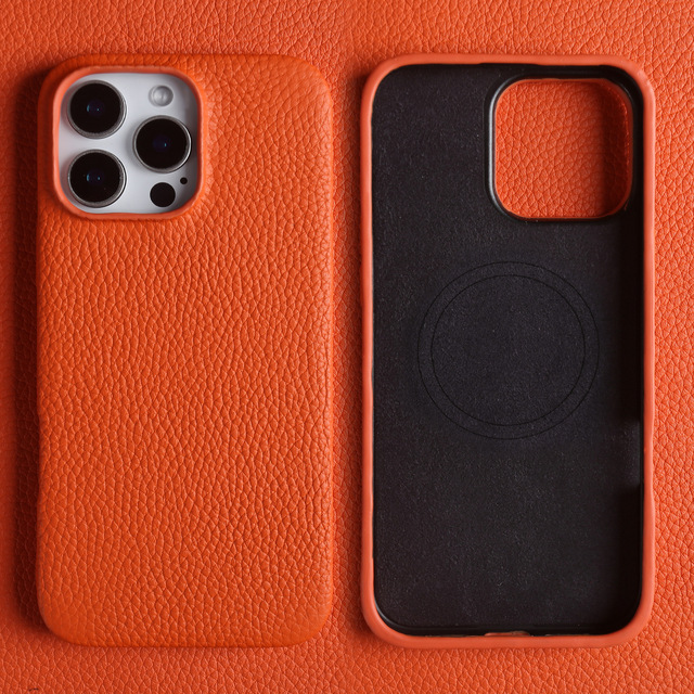 Luxury Phone Case Custom for iPhone 17 air 16 15 14 13 12 Pro Max Leather Mobile Phone Cases Litchi Grain Top Layer Cowhide