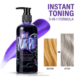 Champú Morado 3 en 1 al por Mayor para Cabello Rubio Decolorado, Neutraliza los Tonos Amarillos, Champú Tonalizante Plateado, Marca Privada, 300ml - Product Image 2