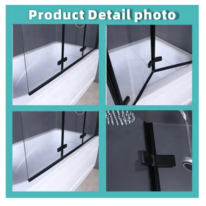 Porte de douche pivotante en trois parties en verre trempé noir <span class=keywords><strong>pas</strong></span> <span class=keywords><strong>cher</strong></span> - Product Image 3
