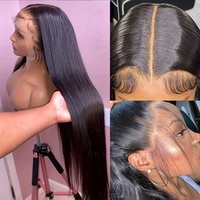 Perruques de qualité supérieure en cheveux humains, Lace Front, Cheveux Brésiliens, Perruques sans colle, Perruque 360 Full Lace en cheveux humains, Longue et Lisse comme un bâton