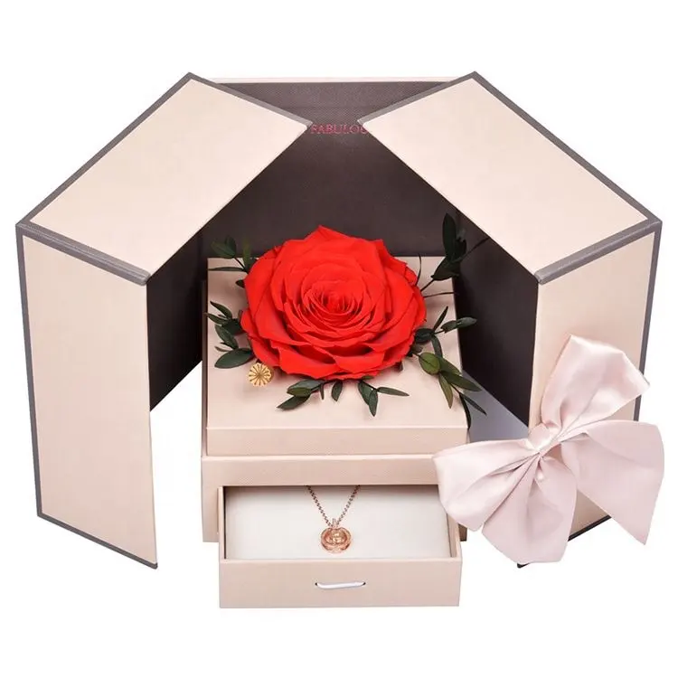 Bảo quản Rose Tôn Giáo thiên thần Set vòng cổ trang trí Rose Flower cánh hoa hoa quà tặng cho phụ nữ mẹ bạn gái của cô