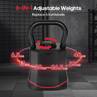 Kettlebell réglable 6-en-1 de qualité commerciale avec ajustement en un clic, vente en gros de kettlebells de 3 à 18 kg pour les achats en magasin de fitness