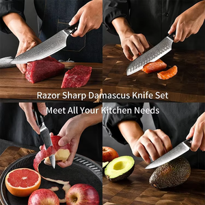 <span class=keywords><strong>Couteau</strong></span> <span class=keywords><strong>de</strong></span> <span class=keywords><strong>chef</strong></span> <span class=keywords><strong>de</strong></span> cuisine <span class=keywords><strong>Santoku</strong></span> ultra-tranchant <span class=keywords><strong>de</strong></span> 7 pouces avec lame en acier damas <span class=keywords><strong>de</strong></span> 67 couches et manche G10 fait à la main - Product Image 3