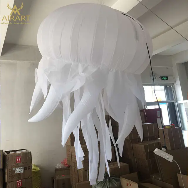 Stage props attractive white lighting giant inflatable jellyfish octopus balloon