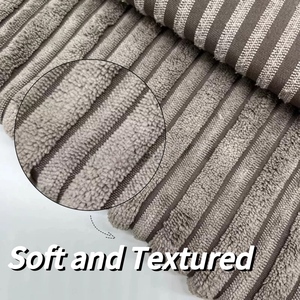 Vải nhung tăm sọc lớn màu xám 100% polyester, dệt thoi, nhuộm trơn, dùng làm vỏ ghế <span class=keywords><strong>sofa</strong></span>, có tính năng chống cháy - Product Image 2