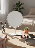 Miroir de maquillage compact portable personnalisé double face avec grossissement 1x, finition chromée, cadre en métal, miroir de beauté cosmétique de bureau