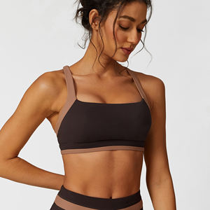 Pt Sports beauté dos croisé soutien-gorge Sexy haut court rembourré amovible Push Up soutien une pièce tissu mixte bretelles côtelées froncées - Product Image 4