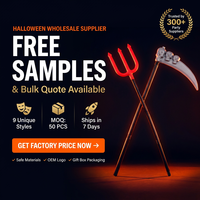 Décoration de fête et cosplay : Accessoire de costume d'Halloween, bâton de déguisement, canne, trident de diable, scythe, baguette de sorcier, crâne, 81cm, vente en gros OEM
