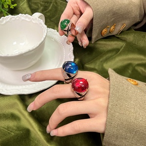 Factory Wholesale <b>Dainty</b> Jewelry Eco-friendly Copper Egg Shape 18*20mm Green Zircon High Quality Non Fade Fashion <b>Rings</b> - Product Image 3