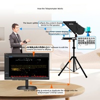 Téléprompteur vidéo premium Jashi, grand écran, diffusion en direct et prompteur de discours pour appareils photo reflex numériques avec support à roulettes