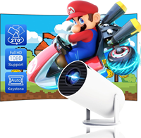 Projecteur intelligent HY300, compatible 4K, mini projecteur portable pour films en extérieur, compatible avec Apple IOS et Android