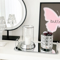 Vente en gros de porte-bougies cylindriques transparents en argent de style français vintage, fabriqués en Chine, décoration élégante de luxe discret pour le salon