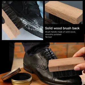 Brosse de nettoyage de chaussures de sport en bois avec logo personnalisé en gros d'usine brosse en bois en crin de cheval