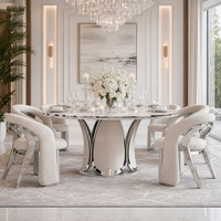 Ensemble de table et chaises de salle à manger de luxe moderne avec plateau en marbre et pierre frittée, 6/8 places, meubles durables pour la maison et l'hôtellerie