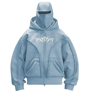 <span class=keywords><strong>Felpa</strong></span> <span class=keywords><strong>con</strong></span> Cappuccio e Zip Integrale Stile Y2K, Maschera Integrata <span class=keywords><strong>con</strong></span> Tasca <span class=keywords><strong>con</strong></span> <span class=keywords><strong>Cerniera</strong></span>, per Uomo - Product Image 1