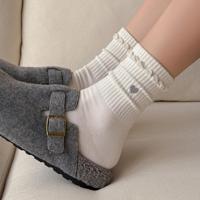 Chaussettes décontractées mi-mollet en coton/élasthanne tricotées, style printemps tendance, douces et confortables pour femme, avec logo, vente en gros directe usine