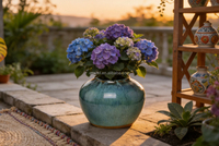 Pots en céramique vintage ronds et émaillés pour plantes d'intérieur, idéaux pour les hortensias et la décoration de la maison