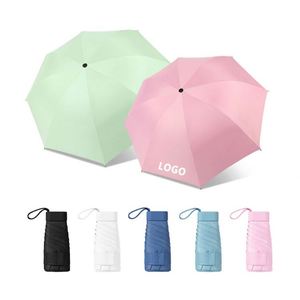 Wholesale 19/21 Inches 5 Folding Mini <b>Umbrella</b> Pocket Print Logo Branded Parasol Rain Custom Capsule <b>Umbrellas</b> - Product Image 2