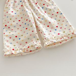 Conjunto de 2 Piezas para Niñas: Top sin Mangas y Pantalones Anchos - <span class=keywords><strong>Ropa</strong></span> de Verano Transpirable de Algodón con Estampado de Amor para Niños - Product Image 6