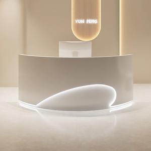 Comptoir d'accueil de clinique moderne extra large Bureau de réception en bois de luxe Bureau de réceptionniste moderne à l'avant - Product Image 6