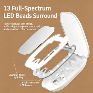 กระจกแต่งหน้าแบบพกพา LED รุ่นใหม่ล่าสุด ชาร์จไฟได้ ขยาย 2 เท่า พับได้ มีไฟในตัว เหมาะสำหรับการเดินทาง ใช้เป็นของขวัญหรือของแจก - Product Image 4