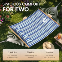 Hamac suspendu populaire pour jardin, capacité 500 lb, bleu, 2 personnes, matelassé, avec barre de répartition