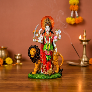 Estatua de Resina de la Diosa Maa Durga con León, Hecha a Mano, Tradicional, Religiosa, Cultural, Ídolo, Figura Decorativa para el Hogar, Diwali, Inauguración de Casa - Product Image 4