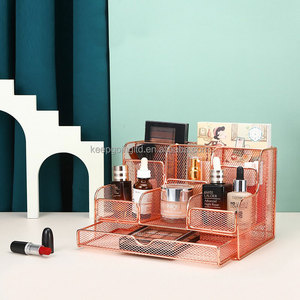 Organisateur de bureau en maille avec tiroir, organisateur de bureau noir pour fournitures de bureau à domicile, panier de rangement pour bureau - Product Image 1