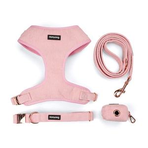 ชุดสายจูงสุนัขผ้าลูกฟูก4ชิ้นปลอกคอเสื้อกั๊กป้องกันการหนีหนีฤดูหนาวฤดูใบไม้ร่วง - Product Image 5