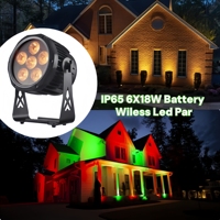 Projecteurs LED étanches 6x18W à piles, sans fil, DMX512, pour scène extérieure, DJ, mariage, club, événements, fêtes