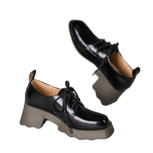 Nouvelles Chaussures en Cuir Élégantes pour Femme Style Rétro Britannique, à Bout Pointu, Semelle Épaisse, Antidérapantes, Décontractées et Légères - Product Image 1