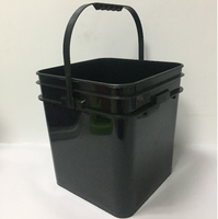 Seau carré noir en plastique de 5 gallons, 20L, 30L