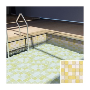 Thiết kế hiện đại vuông màu trắng và màu vàng phòng tắm <span class=keywords><strong>backsplash</strong></span> Gạch Mosaic gốm - Product Image 1