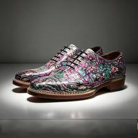 Les Trois Loyautés de Taoyuan - Chaussures Formelles Traditionnelles Chinoises pour Hommes en Cuir Véritable d'Alligator Peintes à la Main