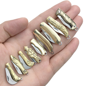 Mini Coltello Tascabile in Ottone, Regalo Promozionale Aziendale 2024, Mini Coltello da <span class=keywords><strong>Pesca</strong></span> per Portachiavi Auto - Product Image 1