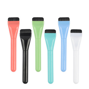 Flat Makeup Brush Ultra Thin Straight Flat Head Plastic Handle Soft Synthetic Bristles Low Powder Pickup Face Tool - Product Image 1