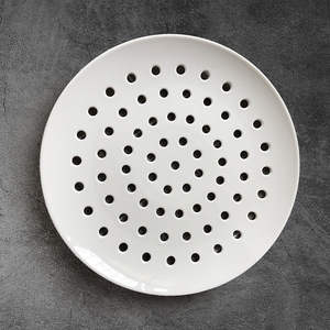 Plato <span class=keywords><strong>de</strong></span> Cerámica Perforado para Cocinar al Vapor, para Mariscos, Dumplings, Pescado, Panecillos, Uso Comercial Creativo, Plato Redondo con Drenaje - Product Image 2