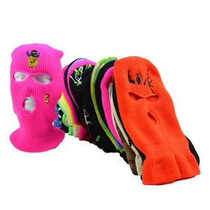 Pasamontañas de punto con diseño personalizado y logotipo bordado, de <span class=keywords><strong>3</strong></span> orificios, para motocicleta, esquí y uso general, tipo gorro. - Product Image 2