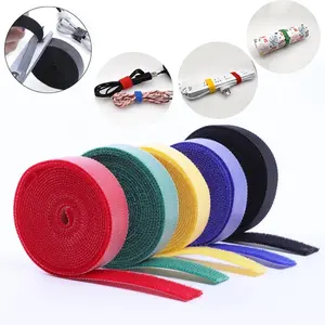 12mm 15mm Hook And Loop Tape Band Nylon 2cm 3cm Double Sided Colorful Back To Back Cable Tie For Wire And Cable Binding