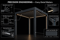 Gazebo Moderno de Aluminio con Techo de Láminas Eléctricas, Impermeable y Resistente al Viento, Pérgola para Exteriores, para Terraza de Villa o Jardín