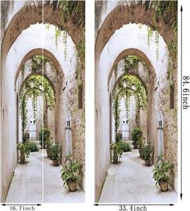 Autocollants de <span class=keywords><strong>porte</strong></span> 3D pour jardin en forme d'allée arquée, autocollants pelables et adhésifs, papier peint auto-adhésif 85x215cm, affiche murale, murale décorative pour chambre à coucher - Product Image 4