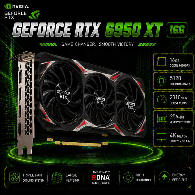 Used RX 6950XT 16GB 256Bit DDR3 Non-LHR High End Gaming Graphics Card PCI Express Fan Desktop DVI VGA