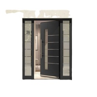 Porte d'entrée extérieure moderne en verre et alliage d'aluminium avec ressort au sol, design double entrée de luxe pour résidence à Foshan