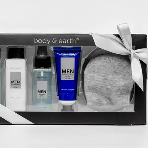 Factory Oem silk ribbon package box case with bath gift set for him